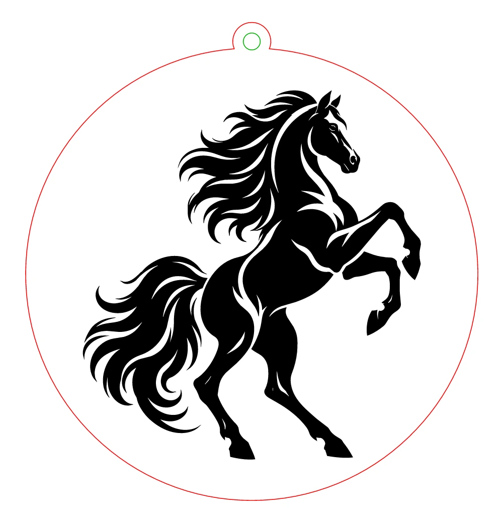 Horse ornament engraving